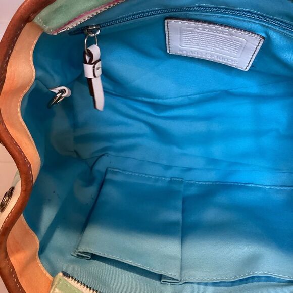 Coach Hampton Watercolor Pastel Stripes Small Mini Tote Handbag - Picture 15 of 16